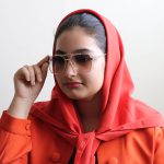 عکس از عینک آفتابی زنانه Cartier با فریم شکل مربعی مدل 23071 بر روی صورت فاطمه ابراهیم زاده