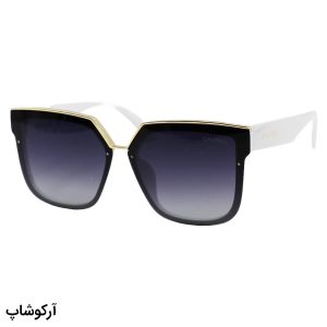 عکس از عینک آفتابی زنانه Chanel با فریم سفید رنگ، شکل مربعی و لنز دودی سایه روشن و پلاریزه مدل P6809