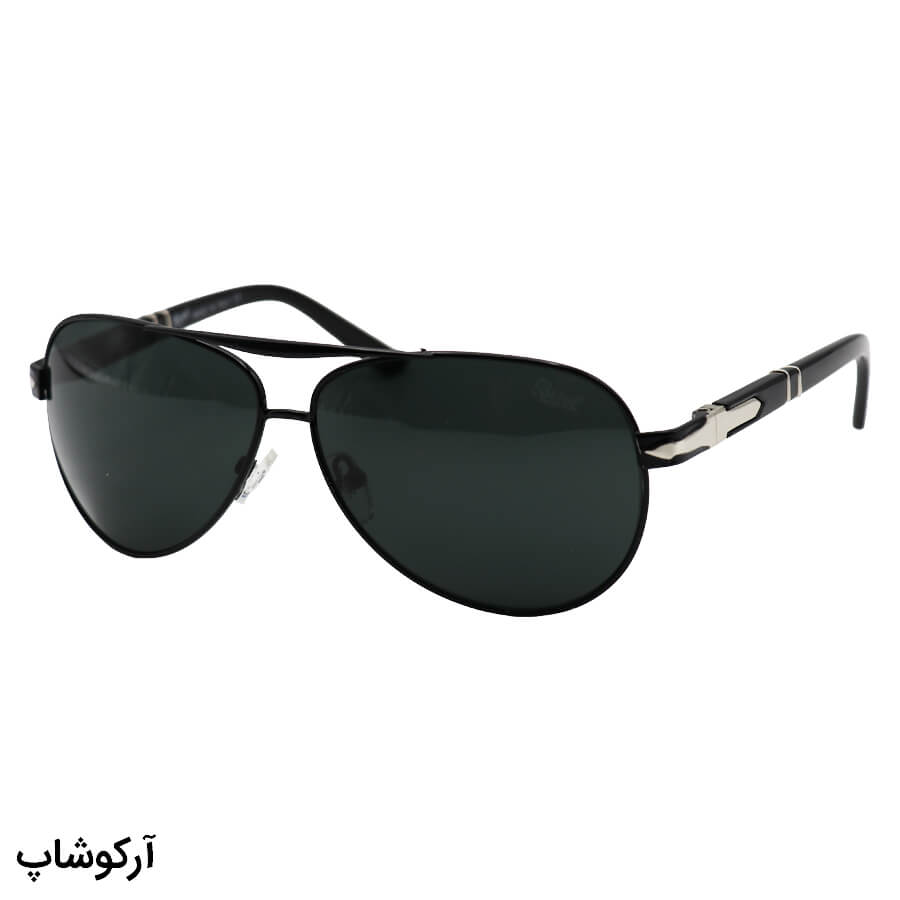 Black-Aviator-Frame-And-Black-Handle-And-Dark-Uv-Protection-Hard-Diamond-Lens-Persol-Sunglasses-Model-2405S-Bl-1 عکس از عینک آفتابی persol با فریم خلبانی، رنگ مشکی، بیس دار و لنز دودی تیره و از جنس شیشه مدل 2405s