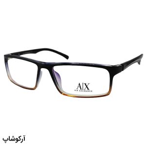 عکس از عینک طبی AX Exchange با فریم شکل مستطیلی، رنگ مشکی و قهوه‌ای، از جنس TR و بیس دار مدل 8383
