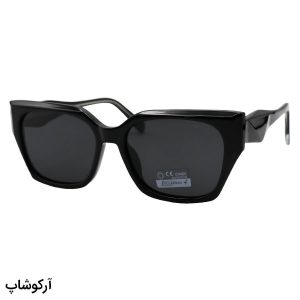 عکس از عینک آفتابی Prada با فریم رنگ مشکی، شکل گربه‌ای، دسته سیم‌دار و لنز دودی تیره و پلاریزه مدل 66512