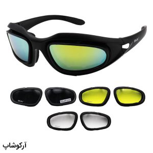 عکس از عینک ورزشی Daisy با فریم مشکی رنگ، از جنس کائوچو و 4 کاور لنز و تجهیزات کامل مدل 003560