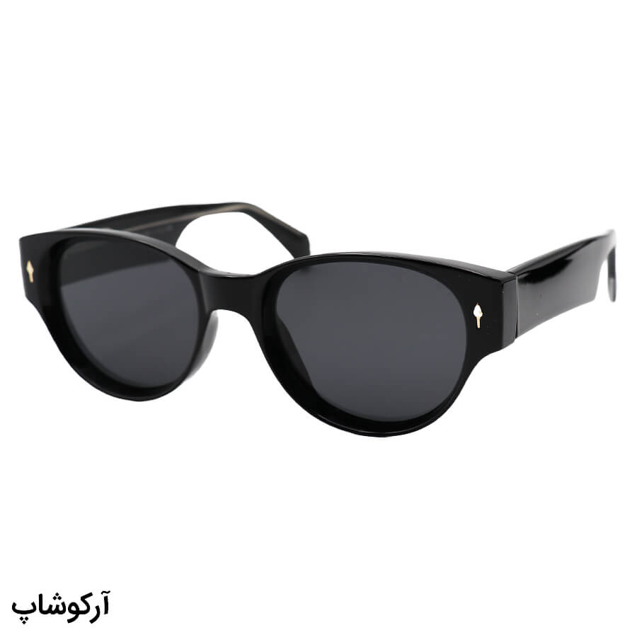 Black-Oval-Frame-And-Black-Handle-And-Dark-Polarized-Uv-Protection-Lens-Gucci-Sunglasses-Model-669802-C1-1 عکس از عینک آفتابی زنانه gucci با فریم مشکی رنگ، شکل بیضی، دسته سیمدار و لنز دودی و پلاریزه مدل 669802