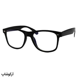 عکس از عینک طبی با فریم شکل ویفرر، از جنس کائوچو، رنگ مشکی براق و لنز بلوکات قابل تعویض 2182