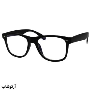 عکس از عینک طبی با فریم شکل ویفرر، از جنس کائوچو، رنگ مشکی مات و لنز بلوکات قابل تعویض 2182