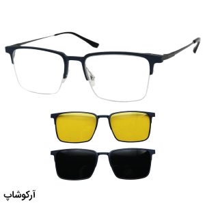 عکس از عینک طبی 2 کاوره با فریم نوک مدادی، شکل مستطیلی، از جنس آلومینیوم برند Emporio Armani مدل 2328