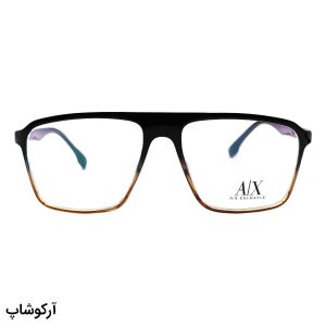 عکس از عینک طبی AX Exchange با فریم شکل خلبانی، رنگ مشکی و قهوه‌ای، بیس‌دار و از جنس TR مدل 5009