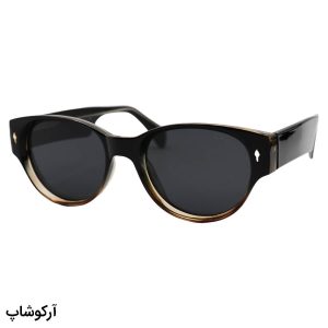 عکس از عینک آفتابی زنانه گوچی با فریم مشکی و قهوه‌ای، شکل بیضی، دسته سیم‌دار و لنز دودی و پلاریزه مدل 669802