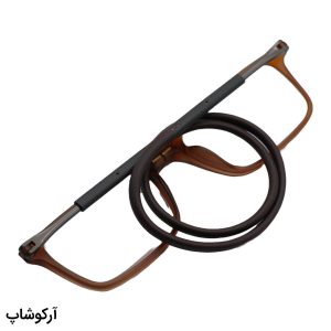 عکس از عینک مطالعه مگنتی نزدیک‌بین (بلوکات) فریم قهوه‌ای، شکل مستطیلی و بند قهوه‌ای مدل 53343
