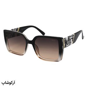 عکس از عینک آفتابی DIOR با فریم رنگ قهوه‌ای، شکل مربعی، دسته پهن و لنز قهوه ای سایه روشن مدل 6818