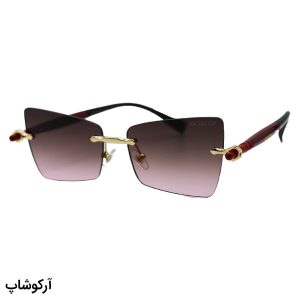 عکس از عینک آفتابی زنانه Moscot فریملس، لنز قهوه‌ای هایلایت، طرح گربه‌ای و دسته مشکی و قرمز مدل M6244