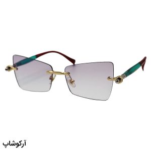 عکس از عینک شب زنانه Moscot فریملس، لنز بی‌رنگ و شفاف، طرح گربه‌ای و دسته سبز و قرمز مدل M6244