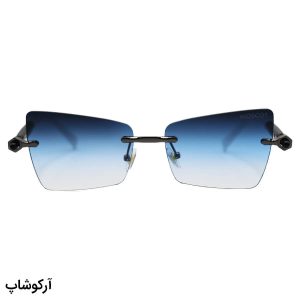 عکس از عینک آفتابی زنانه موسکات فریملس، لنز آبی گرادینت، طرح گربه‌ای و دسته مشکی و سفید مدل M6244