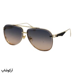 عکس از عینک آفتابی لاکچری میباخ با فریم فلزی، شکل خلبانی، رنگ طلایی و لنز دو رنگ سایه روشن مدل 63089