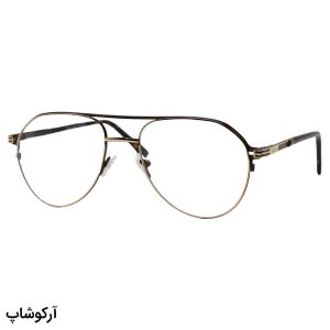 عکس از عینک طبی ریبن با فریم طلایی، شکل خلبانی، از جنس فلزی و دسته رنگ هاوانا و لولا فنری مدل 62293