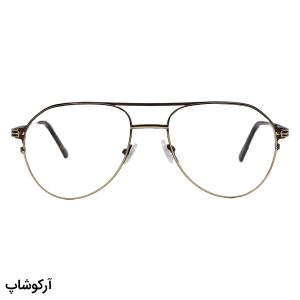 عکس از عینک طبی ریبن با فریم طلایی، شکل خلبانی، از جنس فلزی و دسته رنگ هاوانا و لولا فنری مدل 62293