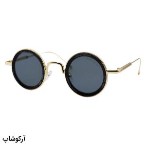 عکس از عینک آفتابی فانتزی Louis Vuitton با فریم گرد، رنگ طلایی، از جنس فلزی و لنز دودی تیره مدل 25552