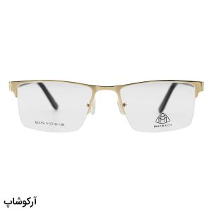 عکس از عینک طبی نیم فریم Maybach با فریم طلایی رنگ، مستطیلی شکل، دسته قهوه‌ای و لولا فنردار مدل 62459