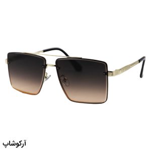 عکس از عینک آفتابی DITIAI با فریم مربعی شکل، طلایی رنگ و عدسی قهوه‌ای تیره و سایه روشن مدل 9683