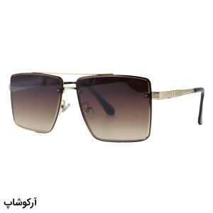 عکس از عینک آفتابی دیتیای با فریم مربعی شکل، طلایی رنگ و عدسی قهوه‌ای تیره و سایه روشن مدل 9683