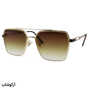عکس از عینک آفتابی زنانه cartier با فریم طلایی رنگ، شکل مربعی، از جنس فلزی و لنز قهوه‌ای هایلایت مدل 23071