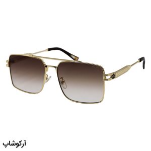 عکس از عینک آفتابی لاکچری Maybach با فریم شکل مربعی، رنگ طلایی و لنز قهوه‌ای سایه روشن مدل 10495