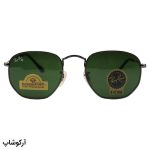 عکس از عینک آفتابی ریبن با فریم رنگ نوک مدادی، شکل چندضلعی و لنز سبز تیره و جنس سنگ مدل RB3548