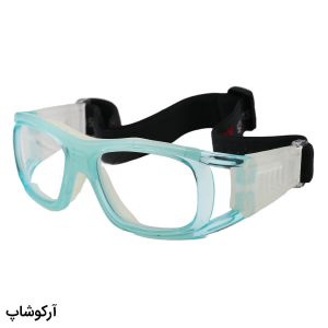 عکس از عینک طبی ورزشی با فریم سبز رنگ و بند مشکی برای فوتبال، والیبال، بسکتبال، فوتسال و هندبال مدل F0823