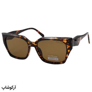 عکس از عینک آفتابی Prada با فریم رنگ هاوانا، شکل گربه‌ای، دسته سیم‌دار و لنز قهوه‌ای تیره و پلاریزه مدل 66512