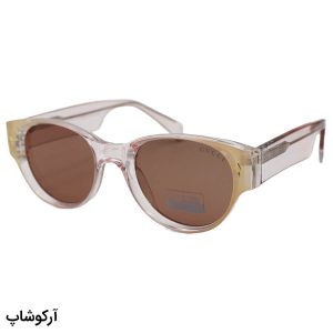 عکس از عینک آفتابی زنانه Gucci با فریم صورتی، شکل بیضی، دسته سیم‌دار و لنز قهوه‌ای روشن و پلاریزه مدل 669802