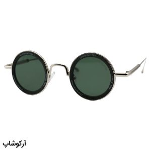 عکس از عینک آفتابی فانتزی لویی ویتون با فریم گرد، رنگ نقره‌ای، از جنس فلزی و لنز سبز تیره مدل 25552