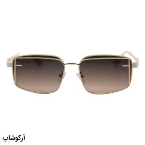 عکس از عینک آفتابی زنانه Fendi با فریم رنگ کرمی و طلایی، مستطیلی شکل و لنز قهوه‌ای هایلایت مدل 2484