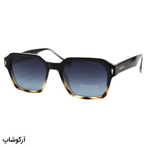 عکس از عینک آفتابی Moscot با فریم مربعی، مشکی و قهوه‌ای، دسته سیم‌دار و لنز دودی گرادینت و پلاریزه مدل P1203