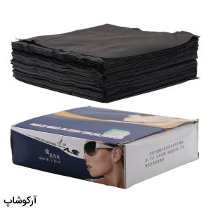 عکس از بسته 100 عددی دستمال عینک از جنس پارچه‌ای و رنگ مشکی مدل 992867