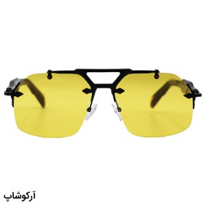 عکس از عینک دید در شب Maybach فریملس، با فریم مشکی رنگ، شکل چندضلعی و لنز زرد رنگ مدل ZS98212