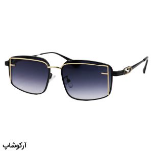 عکس از عینک آفتابی زنانه Fendi با فریم رنگ مشکی و طلایی، مستطیلی شکل و لنز دودی سایه روشن مدل 2484