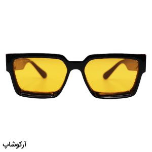 عکس از عینک میلیونر لویی ویتون با فریم مشکی و نارنجی، شکل مستطیلی و لنز نارنجی رنگ مدل Z1940E
