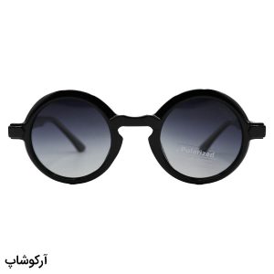 عکس از عینک آفتابی پلاریزه موسکات با فریم گرد، رنگ مشکی، دسته سیم‌دار و لنز دودی سایه روشن مدل P1206