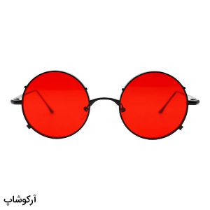 عکس از عینک دید در شب فانتزی کریستین دیور با فریم شکل گرد، رنگ مشکی و لنز قرمز رنگ مدل 2290