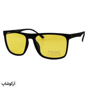 عکس از عینک شب پلاریزه PORSCHE DESIGN با فریم رنگ مشکی مات، شکل مربعی و لنز زرد رنگ مدل 1082