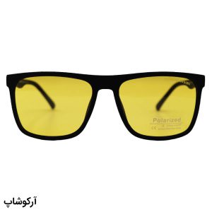 عکس از عینک شب پلاریزه PORSCHE DESIGN با فریم رنگ مشکی مات، شکل مربعی و لنز زرد رنگ مدل 1082