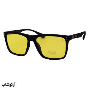 عکس از عینک دید در شب پلاریزه Ray-Ban با فریم رنگ مشکی مات، شکل مربعی و لنز زرد رنگ مدل P5102