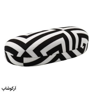 عکس از قاب عینک طرح هارد کیس، از جنس مخملی، بیضی شکل و رنگ سفید و مشکی مدل 992870