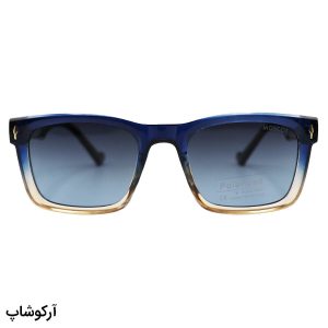 عکس از عینک آفتابی پلاریزه موسکات با فریم آبی، شکل مستطیلی، دسته سیم‌دار و لنز دودی هایلایت مدل P1213