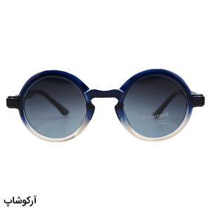 عکس از عینک آفتابی پلاریزه موسکات با فریم گرد، رنگ آبی، دسته سیم‌دار و لنز دودی سایه روشن مدل P1206