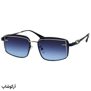 عکس از عینک آفتابی زنانه Fendi با فریم رنگ آبی و نقره‌ای، مستطیلی شکل و لنز آبی هایلایت مدل 2484