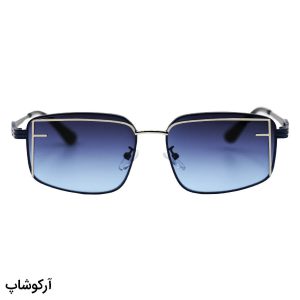 عکس از عینک آفتابی زنانه Fendi با فریم رنگ آبی و نقره‌ای، مستطیلی شکل و لنز آبی هایلایت مدل 2484
