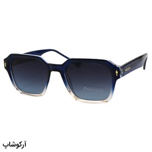 عکس از عینک آفتابی Moscot با فریم مربعی، آبی رنگ، دسته سیم دار و لنز دودی سایه روشن و پلاریزه مدل P1203