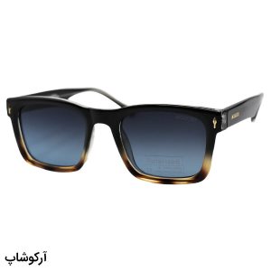عکس از عینک آفتابی پلاریزه موسکات با فریم مشکی و قهوه‌ای، شکل مستطیلی، دسته سیم‌دار و لنز دودی هایلایت مدل P1213