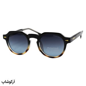 عکس از عینک آفتابی پلاریزه موسکات با فریم گرد، رنگ مشکی و قهوه‌ای، دسته سیم‌دار و لنز دودی هایلایت مدل P1209